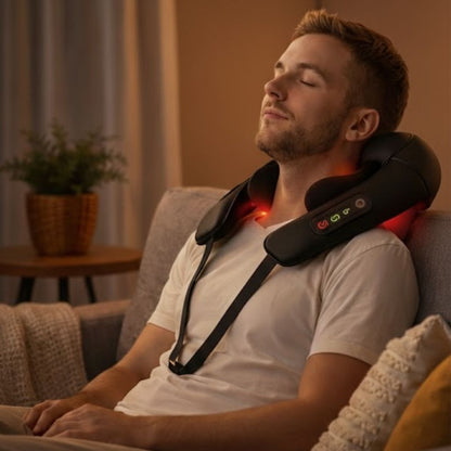 Cordless Shiatsu Neck & Shoulder Massager with Heat – Hands-Free 6D Kneading