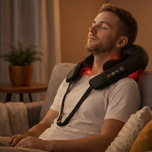Cordless Shiatsu Neck & Shoulder Massager with Heat – Hands-Free 6D Kneading