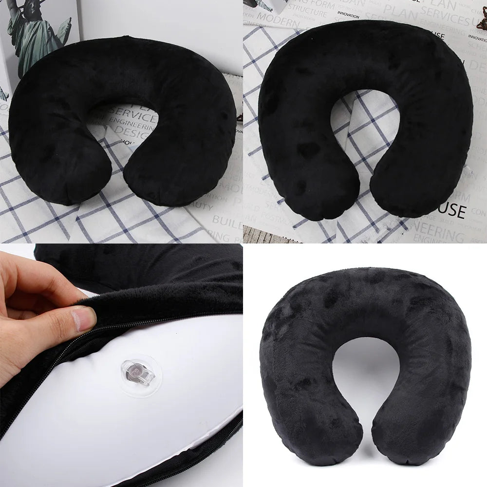 U-Shaped Travel Neck Pillow with Soft Plush Cover for Comfortable Support