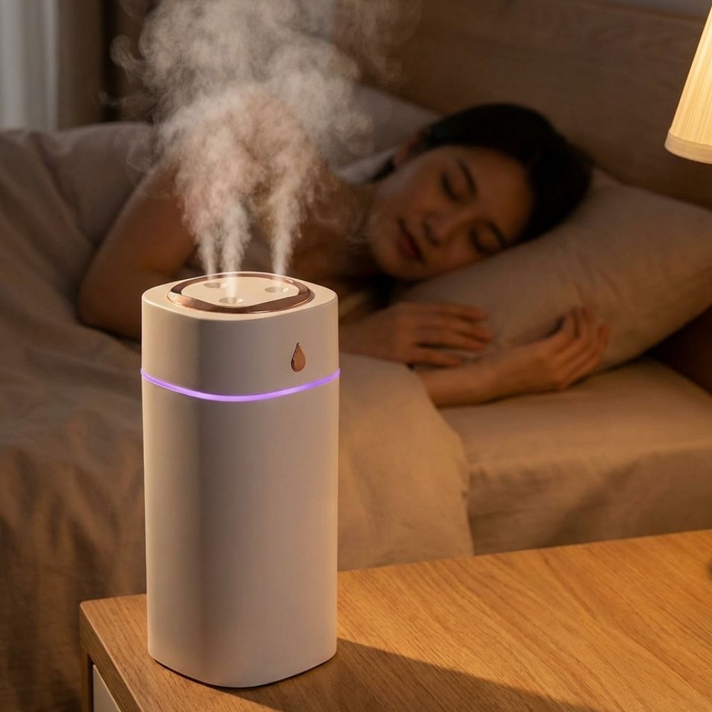 Quiet Bedroom Humidifier with Soft Night Light – Gentle Mist for Better Sleep and Breathing