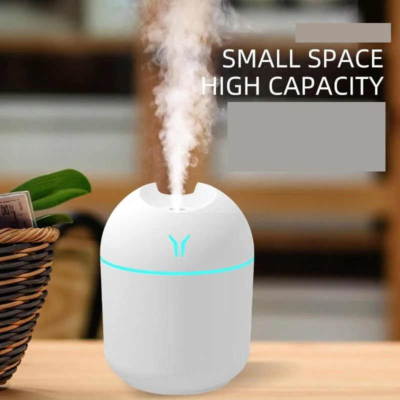 Mini USB Air Humidifier with Night Light – Quiet Desktop Humidifier for Bedroom, Office and Car