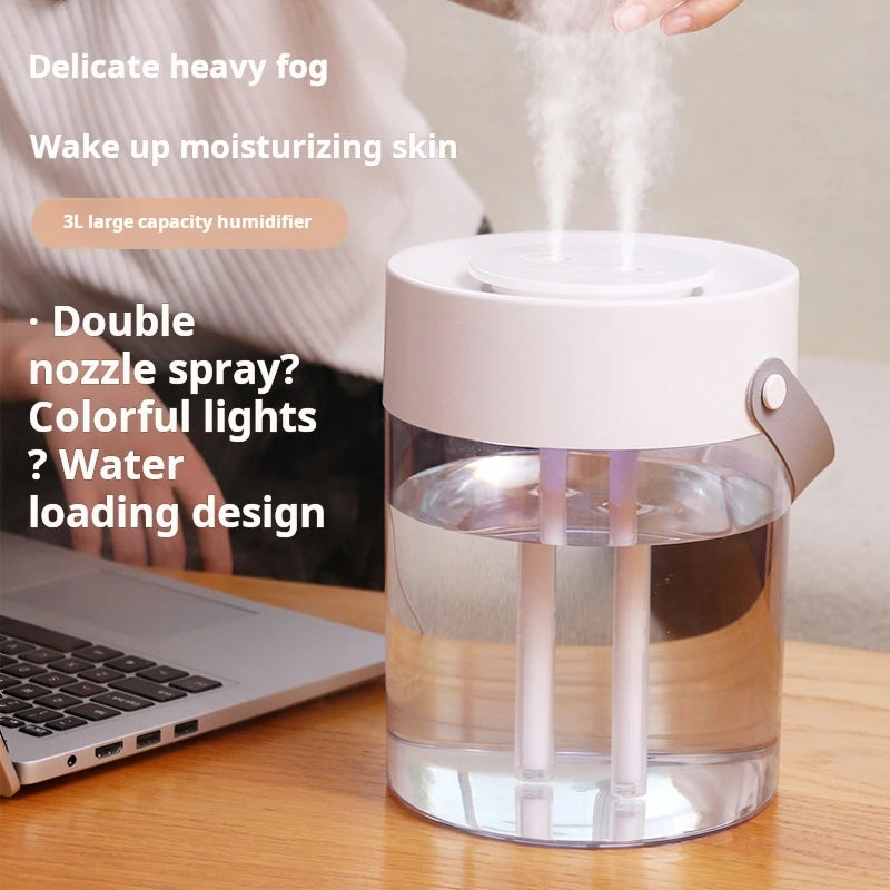 Humidifier for Dry Air Relief – Quiet 3L Double Spray Humidifier for Bedroom and Office