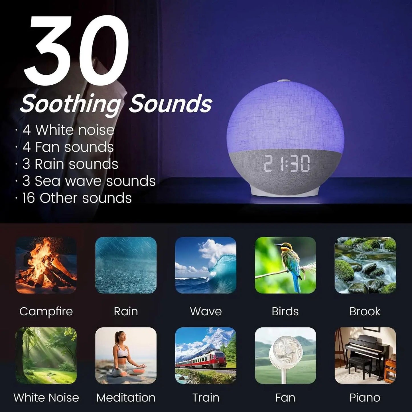 Sunrise Alarm Clock with White Noise & Gentle Wake-Up Light