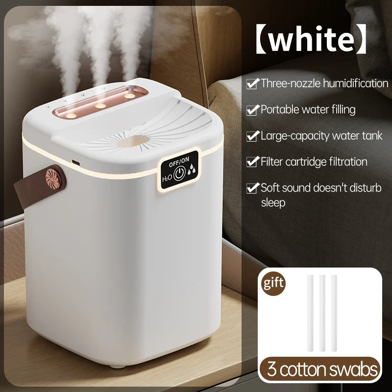 Large Capacity Air Humidifier for Living Room – Triple Nozzle Mist with Night Light