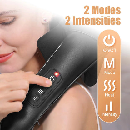 Cordless Shiatsu Neck & Shoulder Massager with Heat – Hands-Free 6D Kneading