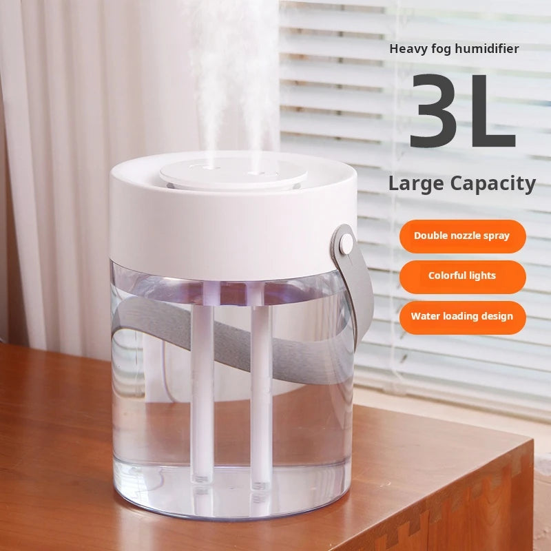 Humidifier for Dry Air Relief – Quiet 3L Double Spray Humidifier for Bedroom and Office