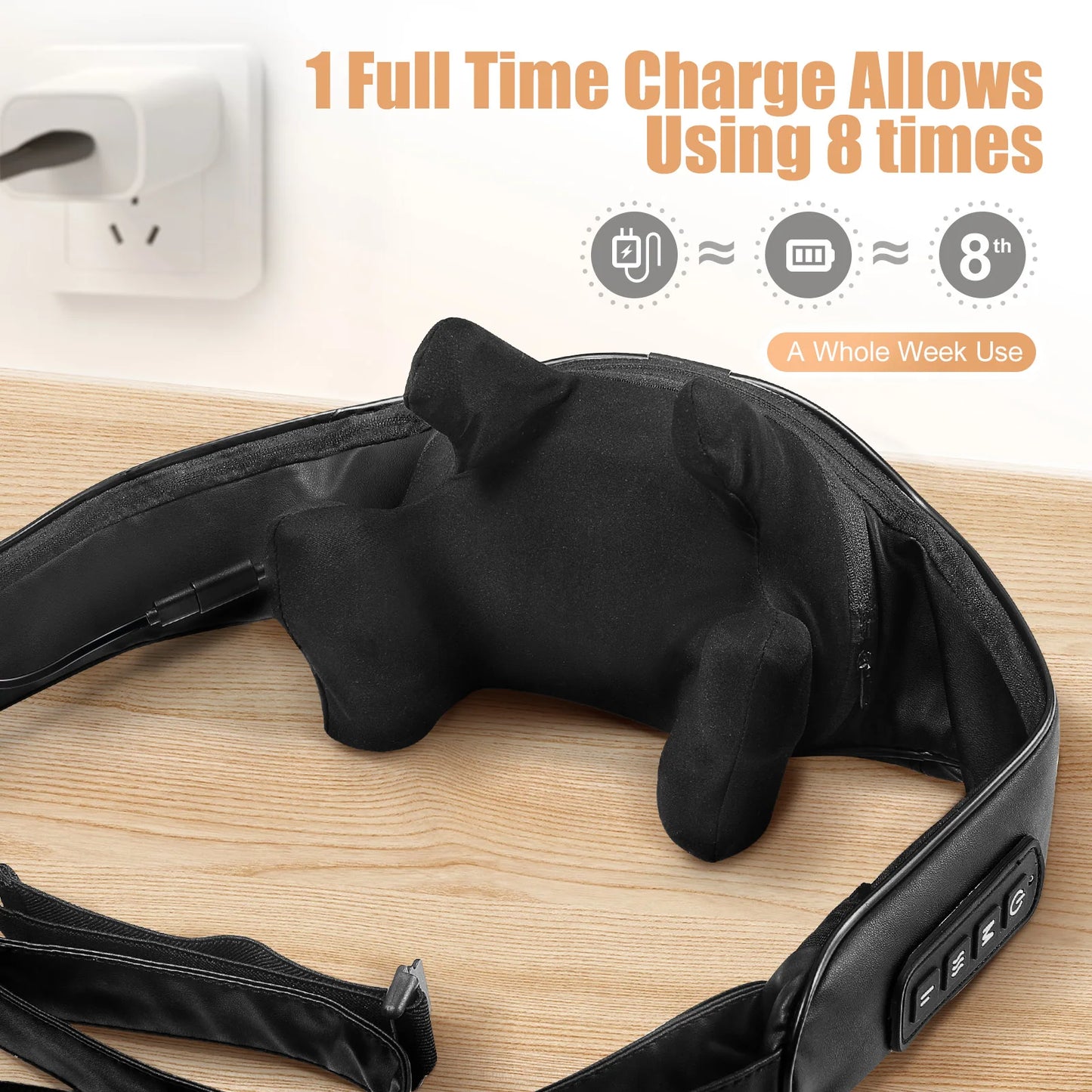 Cordless Shiatsu Neck & Shoulder Massager with Heat – Hands-Free 6D Kneading