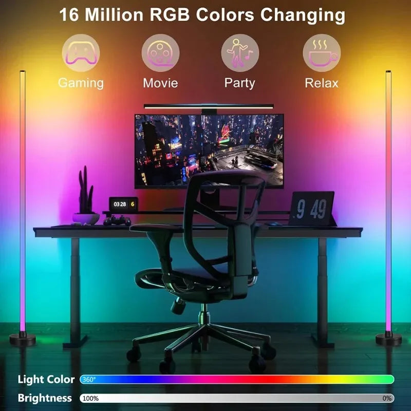 Smart RGB LED Floor Lamp – App and Remote Control Corner Standing Lamp with Music Sync