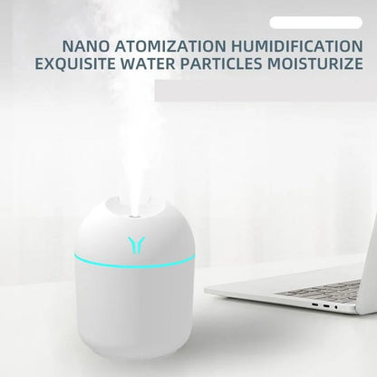 Mini USB Air Humidifier with Night Light – Quiet Desktop Humidifier for Bedroom, Office and Car