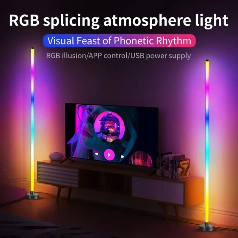 Smart RGB LED Floor Lamp – App and Remote Control Corner Standing Lamp with Music Sync